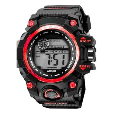 Imagem de Relógio Digital Masculino Grande Redondo Preto LED com Alarme Cronômetro Pulseira Silicone Esportivo