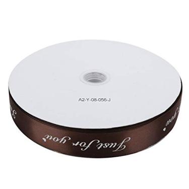 Imagem de Impressão de fita de cetim Fitas de Natal personalizadas Fitas de Natal duráveis ​​para embrulho de presente Artesanato DIY Material de poliéster 2,5 cm de largura 100 jardas de (Café)