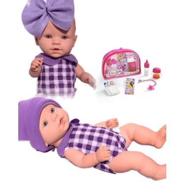 Imagem de Boneca reborn bebê estilo reborn pequena com Kit acessórios para bonec