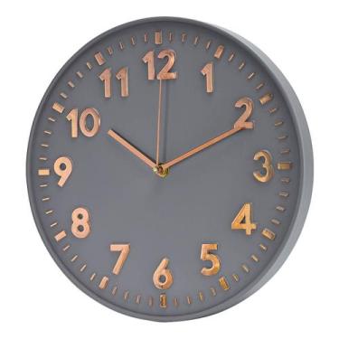 Imagem de Relógio de Parede Cozinha 30cm Silencioso Urban Fosco - Livon, Cinza