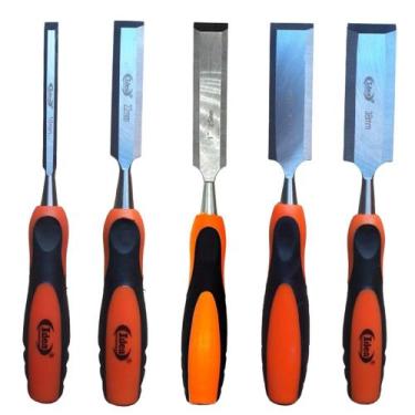 Imagem de Kit 5 Formão Aço Carpintaria Marcenaria 10 22 25 32 e 38mm - Idea