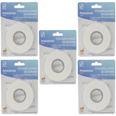 Imagem de Kit Fita Dupla Face De Espuma 1,8 cm x 3 Metros Com 5 Rolos - Purus Ut