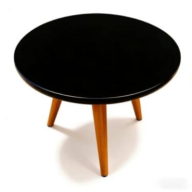 Imagem de Mesinha de Centro e Lateral Apoio Retro - Tripe Redonda para Sala, Versátil e Decorativa, Ideal para Acomodar Objetos Domésticos (Preto)