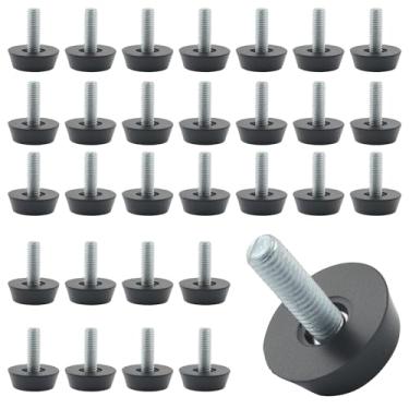 Imagem de Bonsicoky Niveladores versáteis de móveis roscados M6 - pacote com 30 pés ajustáveis para armários, mesas e pernas de cadeira - Instalação rápida - Solução para superfícies irregulares