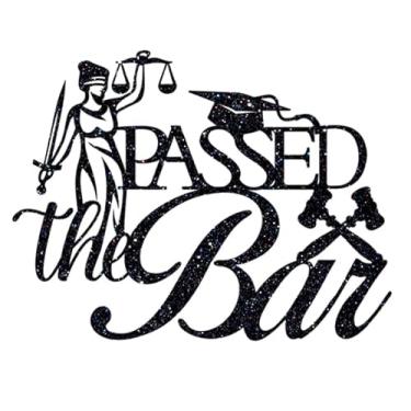 Imagem de Black Glitter Passed the Bar Cake Topper, Congrats Lawyer Grad Cake Decor, Motion to Party/Born to Argue, Class of 2026 Law School Graduation Party Decorations Supplies