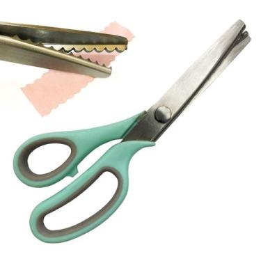 Imagem de Tesoura Escalope Profissional Artesanato Scrapbook Corta Tecido Papel 