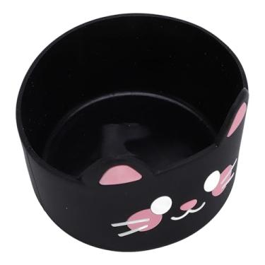 Imagem de Jiawu Capa Antiderrapante Durável da Luva do Copo do Gato Dos Desenhos Animados Silicone para Garrafas de água 3 Pces para Crianças, Luva Portátil Copo das Cores Brilhantes (Preto)