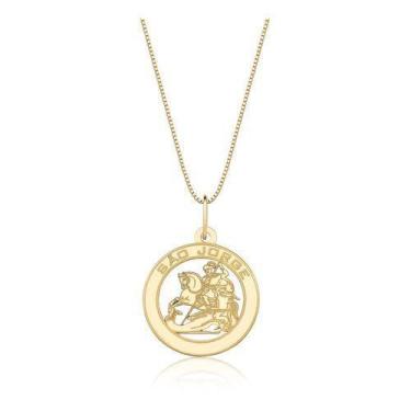 Imagem de Corrente Venezia 45 Cm Pingente São Jorge Ouro Puro 10k P143 - MAEHLER