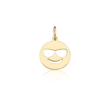 Imagem de Pingente Emoji Óculos Escuros Ouro 18k - MAEHLER Arte Em Joias, Dourad