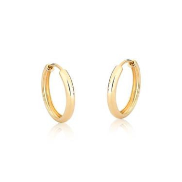 Imagem de par de brincos argolas ouro 18k AB177 - MAEHLER Arte Em Joias, Dourado