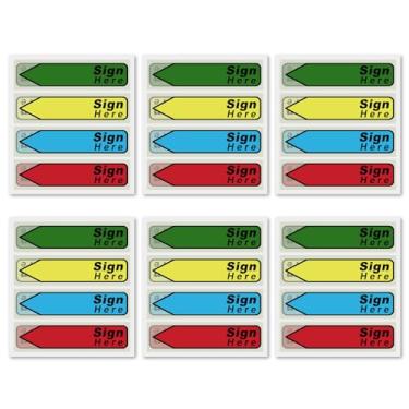 Imagem de 600 adesivos (pacote com 6) etiquetas para assinar aqui, assinar aqui, abas iniciais de notas adesivas com etiquetas de seta dispensadoras, fácil de postar para livros de tabelião escolar (verde