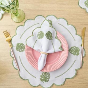 Imagem de Kit 12 Pçs 6 Lugares Mesa Posta Sousplat Jogo Americano Costela de Adã