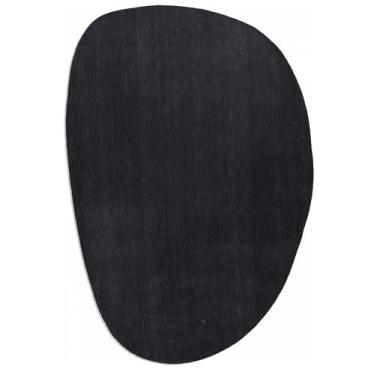 Imagem de Restoration and Renovation Tapete de lã oval moderno - formato irregular com textura macia e aconchegante - ideal para sala de estar, quarto e mais (antracite, 1,8 x 2,5 m)