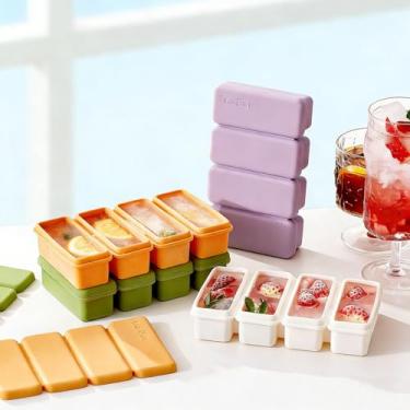 Imagem de Formas de silicone para cubos de gelo, bandejas de gelo longas para bebidas, sobremesas e alimentos para congelar porções