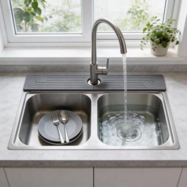 Imagem de Hopegiver Tapete de torneira de pedra para pia de cozinha - Protetor de pia de diatomita de secagem rápida evita umidade, bandeja de pedra super absorvente de água para balcão de cozinha e banheiro