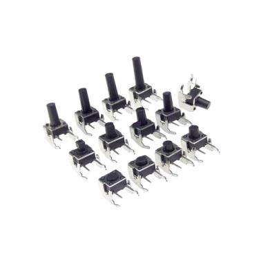 Imagem de 20 peças 6X6X8H 6x6x8H 6 * 6 * 8 mm Interruptor de botão de toque de 4 pinos auto-redefinir inserção lateral de 90 graus com suporte