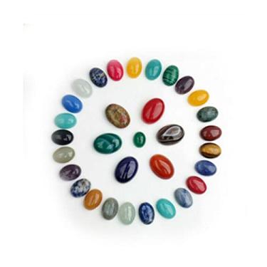 Imagem de Colorido 10 pçs/conjunto de pedras pirâmide cor aleatória lote cristal Wicca espiritualidade pedras naturais para decoração, gerador de pedra (cor: Oval)