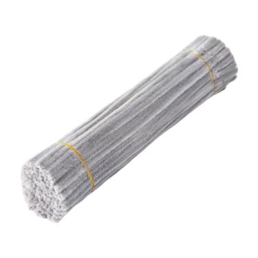 Imagem de oshhni Kit para confecção de flores artesanais com limpadores de cachimbo, materiais decorativos e criativos para buquês DIY, ideal para o Dia Mães e, Cinza Claro