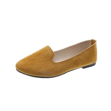 Imagem de Tênis feminino moderno casual primavera e verão em cores doces como sapatos de trabalho versáteis com opções de tamanho grande para uso externo e interno, Amarelo, 35