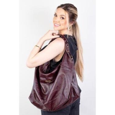 Imagem de Bolsa saco grande de couro liso Cassia-Feminino