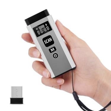 Imagem de JRHC Mini scanner de código de barras 2D e 1D, Bluetooth 4,2 e 2,4 G sem fio e com fio 3 em 1 scanner de código de barras portátil com tela TFT, suporte de digitalização de tela, para tablet, iPhone, iPad, Android, Windows, Mac, Smart Phone Pos