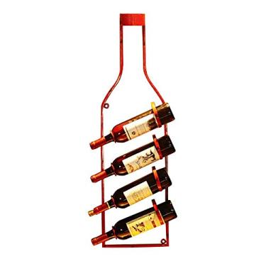 Imagem de Rack de vinho simples montado na parede rack de vinho suporte de garrafa casa cozinha bar decoração organizador prateleira de armazenamento para cozinha despensa adega (cor: vermelho tamanho: 4