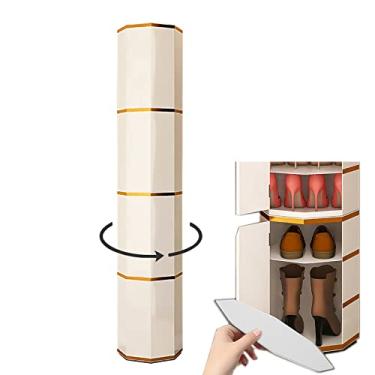Imagem de Armário de sapatos, suporte giratório para sapatos, organizador de armazenamento com cubo superior, organizador de armazenamento com prateleiras abertas, suporte de sapatos para armário estreito
