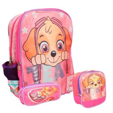 Imagem de Kit Mochila Infantil Escolar Costas Desenho Menina Reforçada - Plike