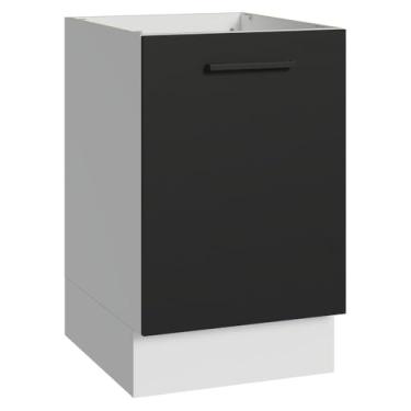Imagem de Balcão de Cozinha 50cm 1 Porta (sem Tampo) Branco/preto Agata Madesa