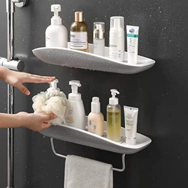 Imagem de Organizador de parede adesivo preto – solução de armazenamento sem broca para banheiro, cozinha, despensa, lavanderia, despensa e portas de armário – economiza espaço, fácil instalação