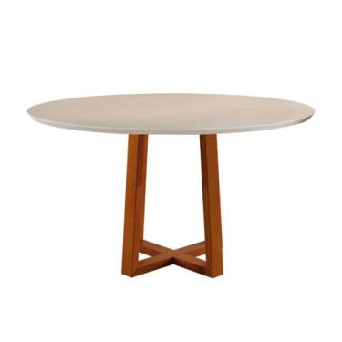 Imagem de Mesa de Jantar Retangular Macadâmia - Base Madeira Maciça - Tampo Chan