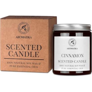 Imagem de Vela perfumada Canela - Velas de cera de soja com óleo essencial - Vela de aromaterapia - Cera de soja 150 g - Tempo de queima de até 45 horas - Velas perfumadas em casa - Presente de vela de vidro