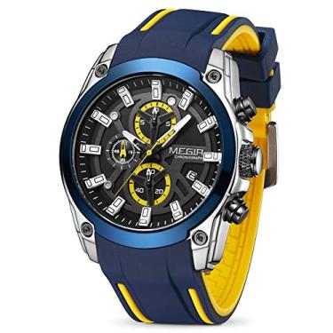 Imagem de MEGIR Relógio Masculino Moderna Esportivo de Relógio (Cronógrafo/à Prova D'água/Luminoso/Calendário) Pulseira de Silicone Quartzo Relógio de Pulso Masculino