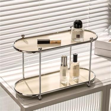 Imagem de Organizador de banheiro multicamadas, rack de armazenamento de metal, prateleira de penteadeira para cuidados com a pele, armazenamento de bancada para cozinha, sala de estar, quarto e banheiro.