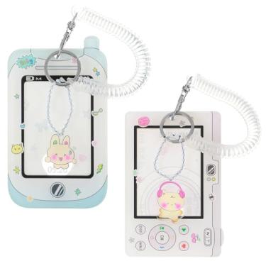 Imagem de Mabor 2 peças de porta-cartões de foto de desenho animado, porta-cartões de foto, porta-chaves fofos porta-crachás de identificação, porta-cartões de foto de proteção de acrílico com pingente espiral