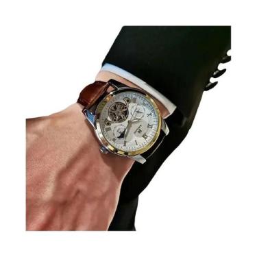 Imagem de Relógio Mecânico Masculino Com Design De Esqueleto E Tourbillon Oco, A