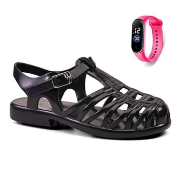 Imagem de Kit com Sandália Infantil pra Meninas Leve + Relógio Digital
