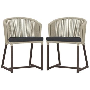 Imagem de 2 Cadeiras De Jantar Noronha Marrom Corda Náutica E11 Trama Rami