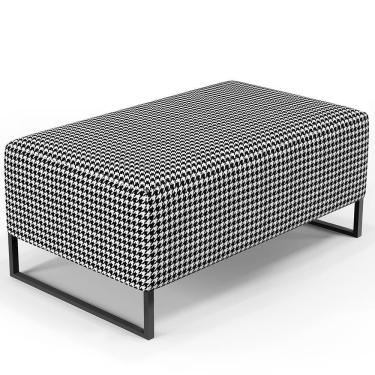 Imagem de Puff Sala De Estar Cléo Base Ferro 90 Cm Suede Pied Poule