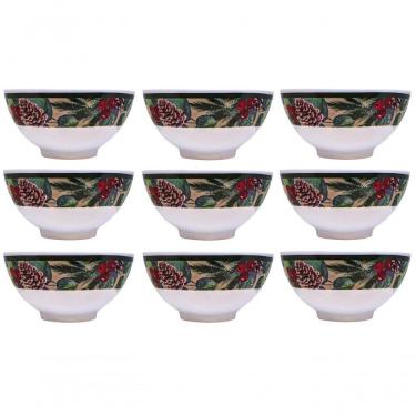 Imagem de Conjunto 9 Tigelas Melamina Natalina Pinhas E Folhagens
