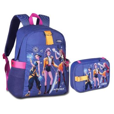 Imagem de Kit Mochila E Estojo Escolar Guerreiras Do K-pop Huntrix Kpop Cor:Lilá