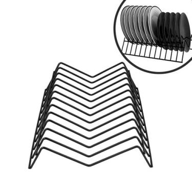 Imagem de Escorredor Suporte Pratos Preto Não Enferruja Fosco Preto - TR ARAMADO