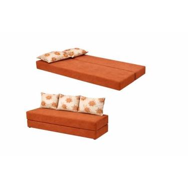 Imagem de Sofá Cama de Luxo Sofanete Terracota Estampado 3 em 1 - Multi Móveis