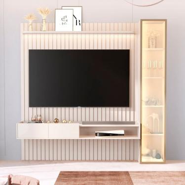 Imagem de Painel para Tv 75 Polegadas 100% Mdf com Led Vitoria Regia Off White