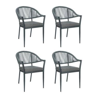 Imagem de Kit com 4 Cadeiras em Alumínio e Corda Náutica para Área Externa Amalfi Grafite
