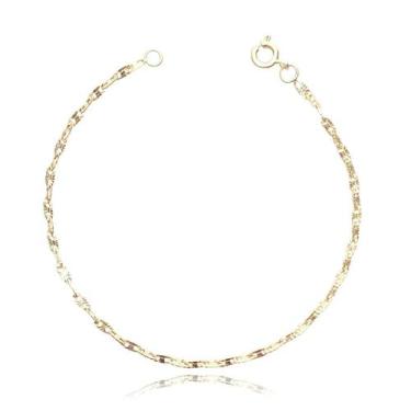 Imagem de Pulseira Masculina Fina Piastrine Fecho Tradicional Banhada a Ouro 18k