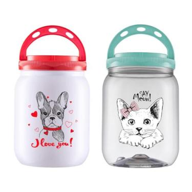 Imagem de Kit 2 Pote Ração Petisco Com Tampa Rosca 1,4l Gato Cachorro - - Bandei