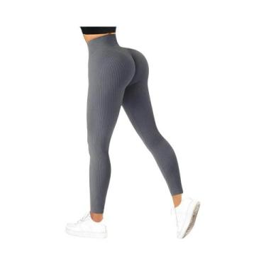 Imagem de Calças De Yoga Femininas De Cintura Alta Sem Costura, Leggings De Fitn