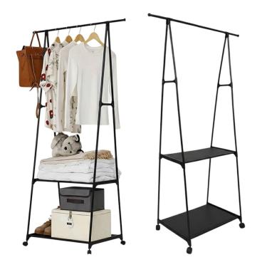 Imagem de Rack de Roupas Arara Sapateira Cabideiro Closet Prateleira Guarda Roupa Movel Aberto Rodas Atelie Quarto Kitnet