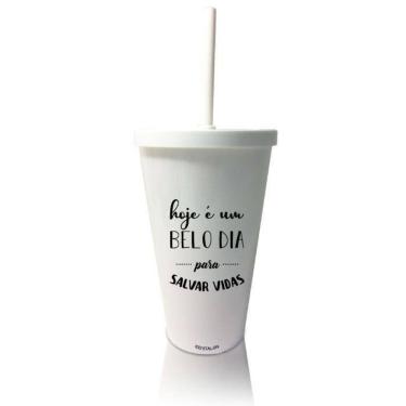 Imagem de 4 Copos Tampa E Canudo Branco Personalizado Enfermagem